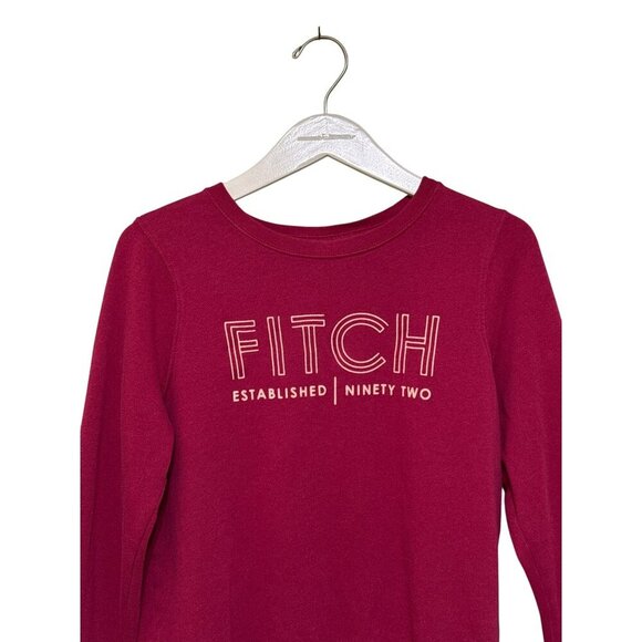 Abercrombie & Fitch Maroon Red Graphic Sweatshirt Ninety Two Womens Size M FLAWS - Picture 8 of 15